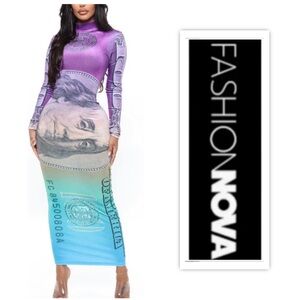 Fashion Nova  "Show Me The Money” Velvet Maxi Dress